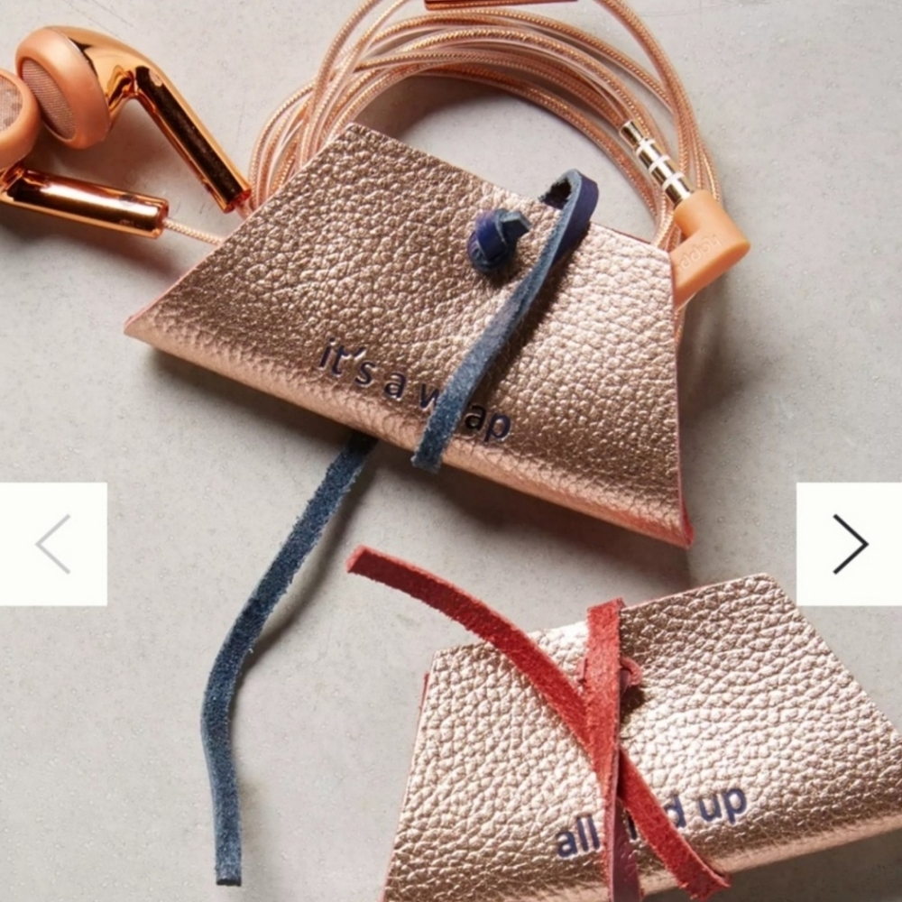 3/$20🎉 Anthropologie Idiom Leather Cord Wrap Set – Metallic Charger Organizer